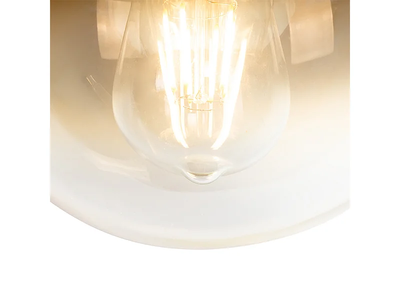 Suspension Art Déco noire avec verre doré 20 cm - Pallon