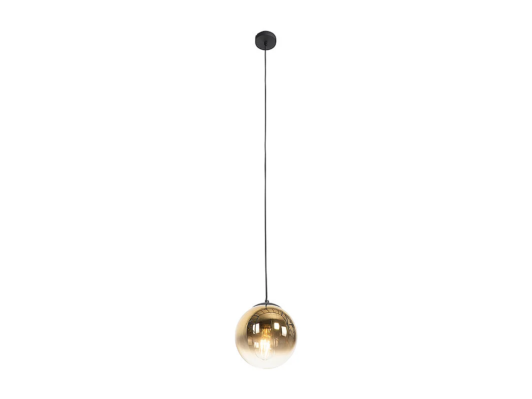 Suspension Art Déco noire avec verre doré 20 cm - Pallon