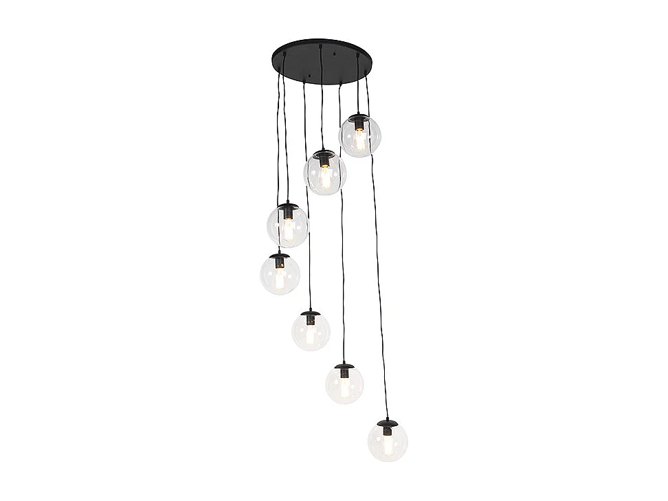 Suspension Art Déco noire 7 lumières - Pallon