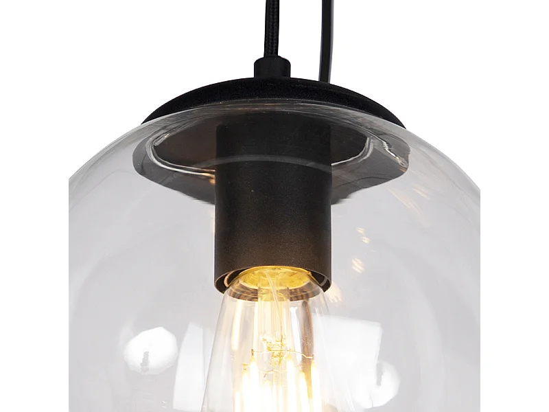 Suspension Art Déco noire 7 lumières - Pallon