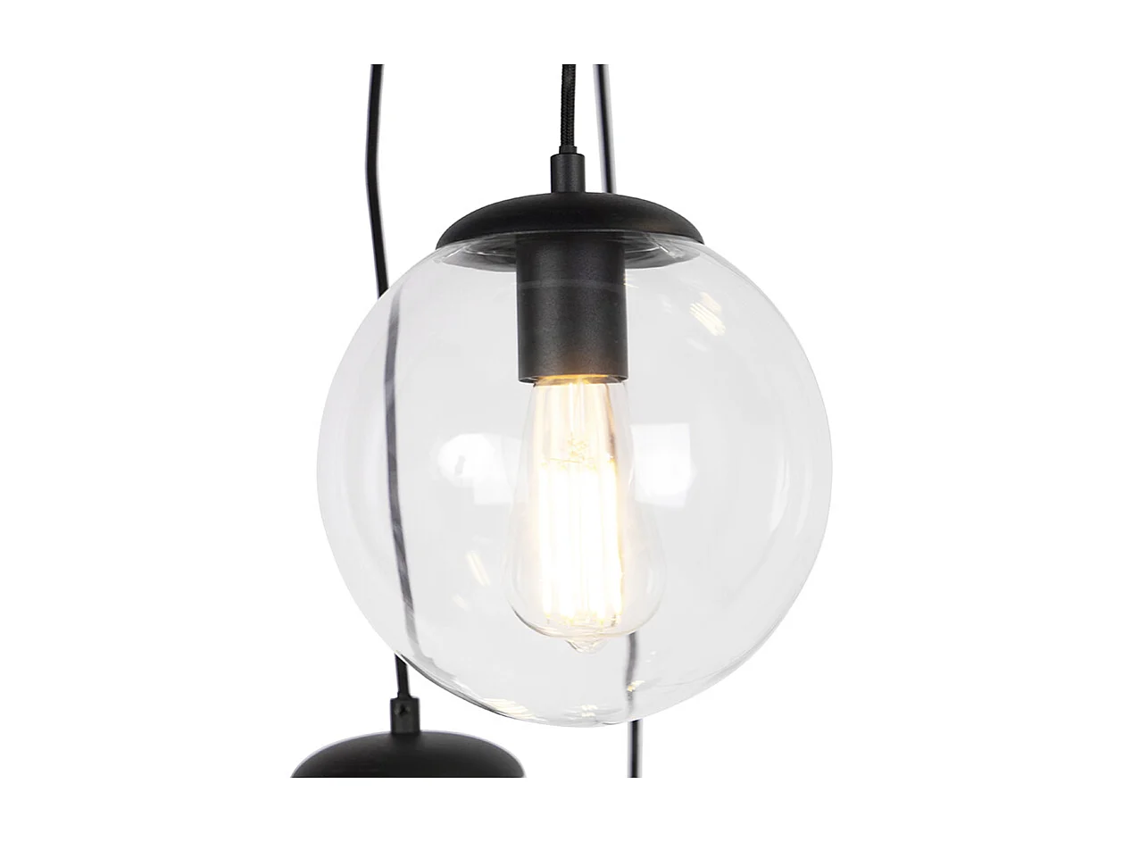 Suspension Art Déco noire 7 lumières - Pallon