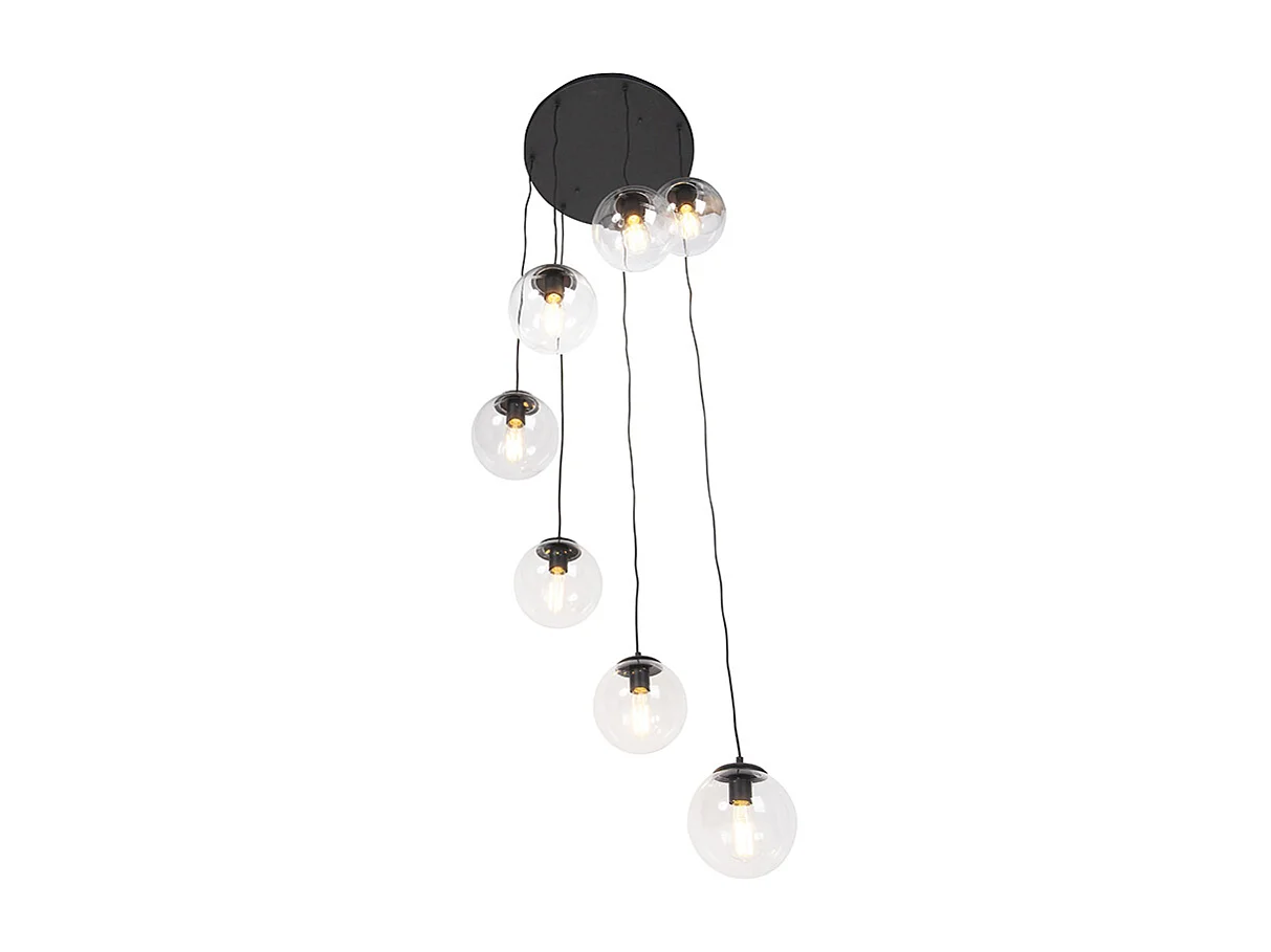 Suspension Art Déco noire 7 lumières - Pallon