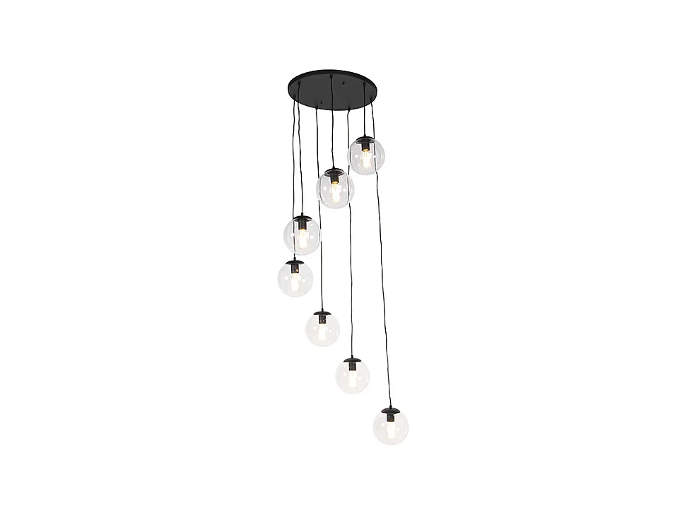 Suspension Art Déco noire 7 lumières - Pallon