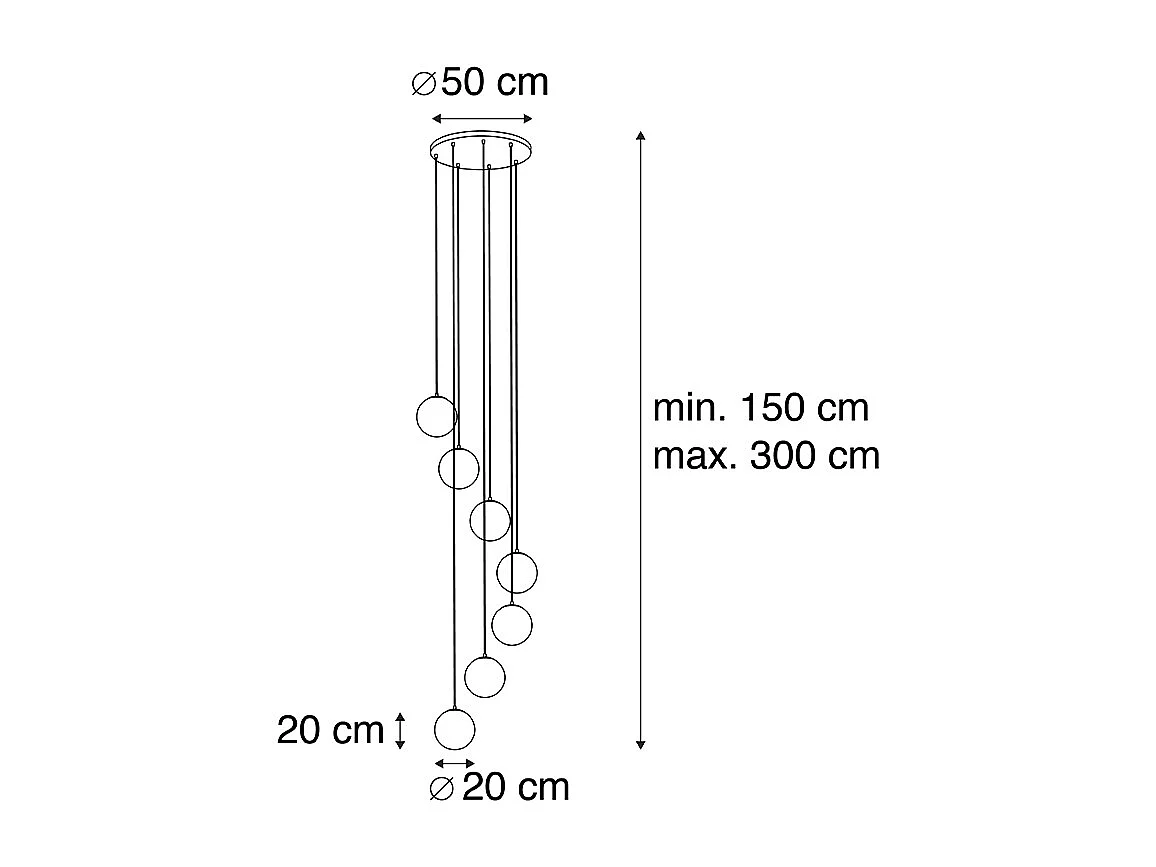 Suspension Art Déco noire 7 lumières - Pallon