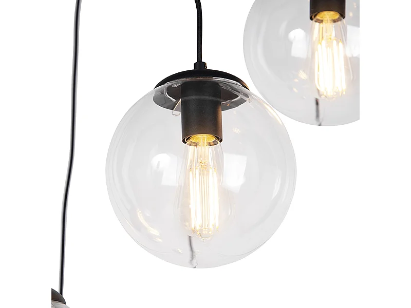 Suspension Art Déco noire 7 lumières - Pallon