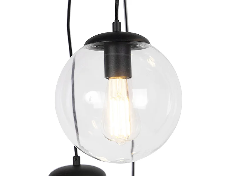 Suspension Art Déco noire 7 lumières - Pallon