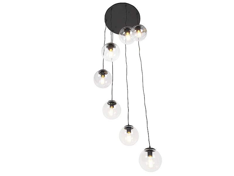 Suspension Art Déco noire 7 lumières - Pallon