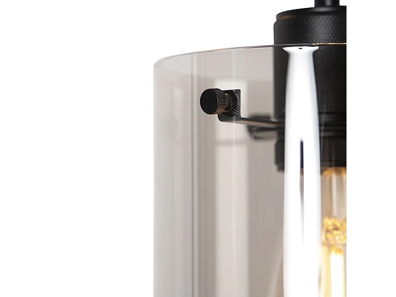 Suspension design noire avec verre fumé 3 lumières - Dome