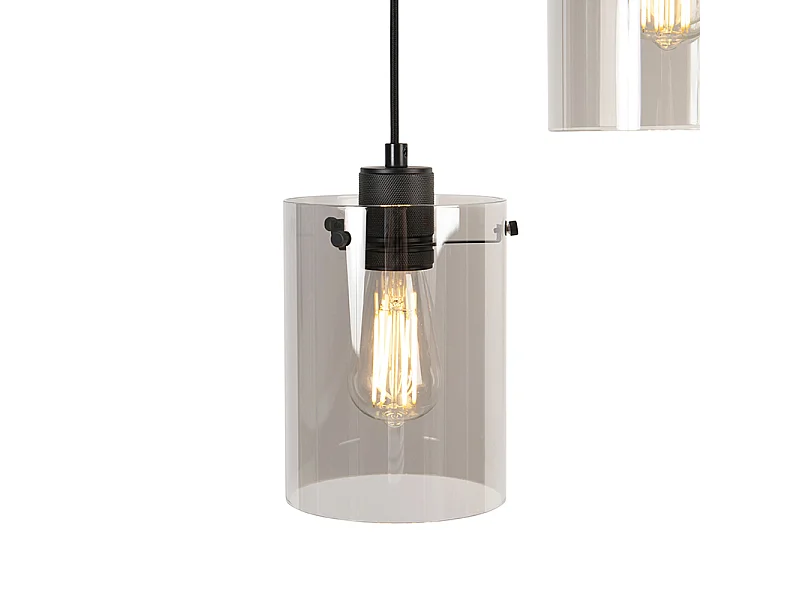 Suspension design noire avec verre fumé 3 lumières - Dome