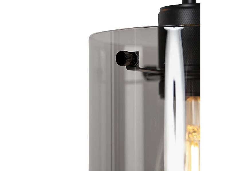 Suspension design noire avec verre fumé 3 lumières - Dome