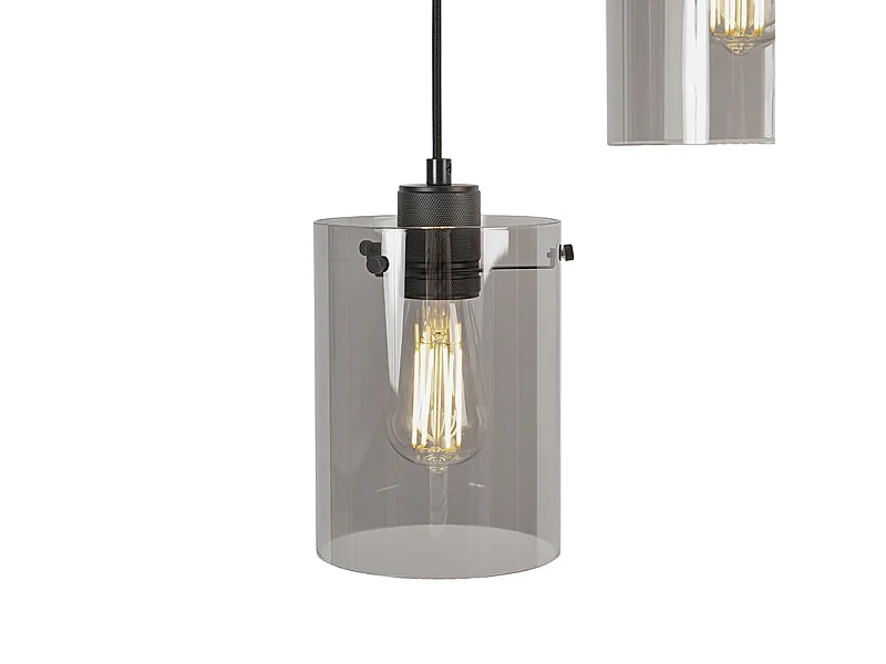 Suspension design noire avec verre fumé 3 lumières - Dome