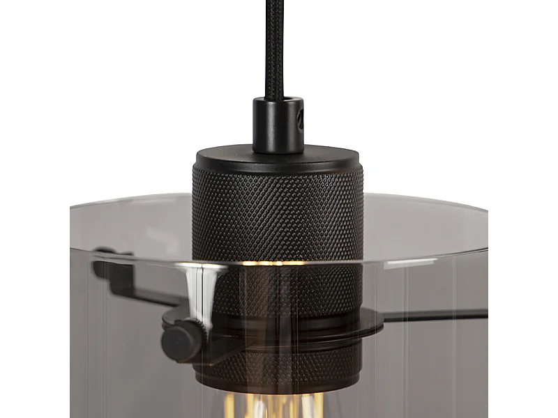 Suspension design noire avec verre fumé 3 lumières - Dome