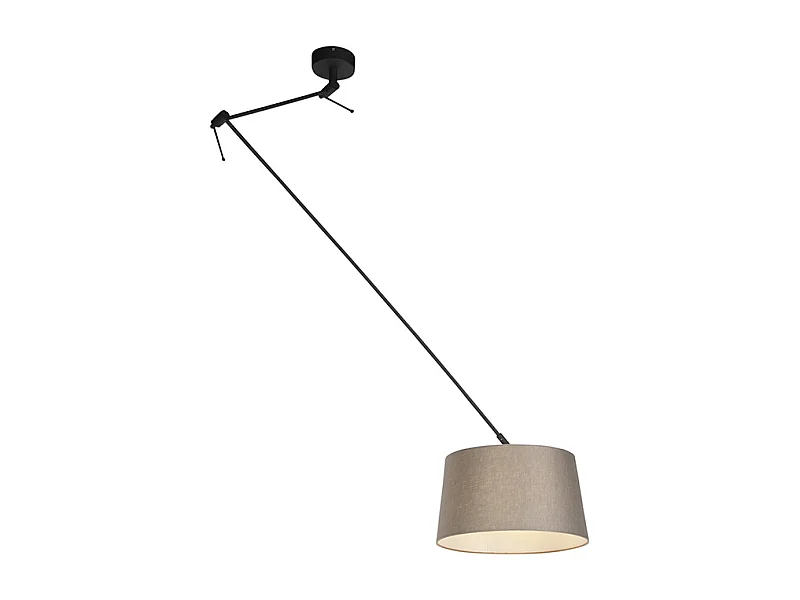 Suspension avec abat-jour en lin taupe 35 cm - Blitz I noir