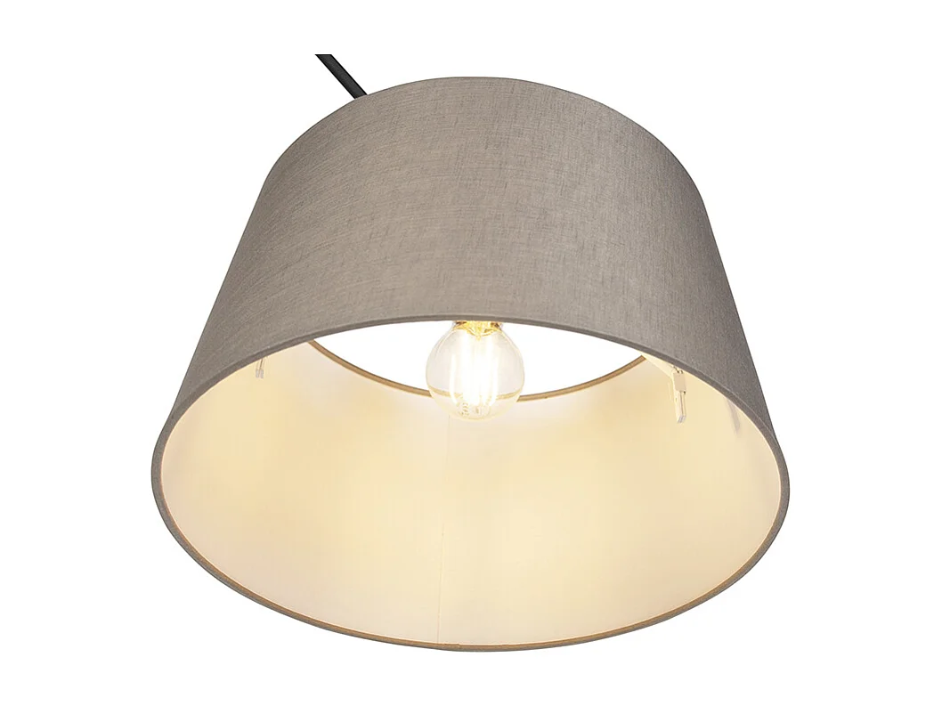 Suspension avec abat-jour en lin taupe 35 cm - Blitz I noir