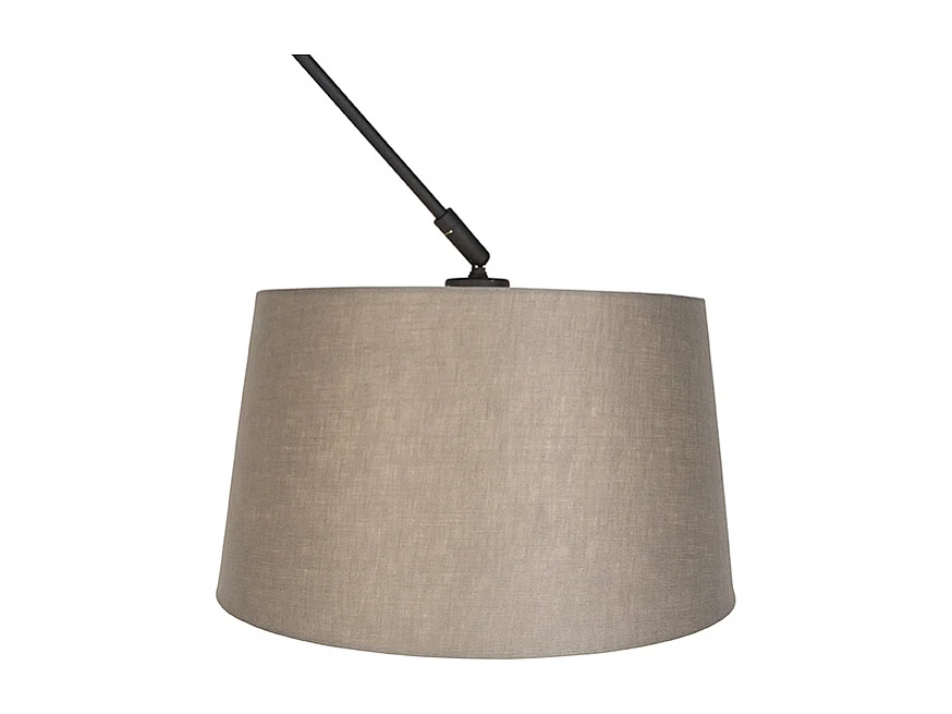 Suspension noire avec abat-jour en lin taupe 35 cm - Blitz