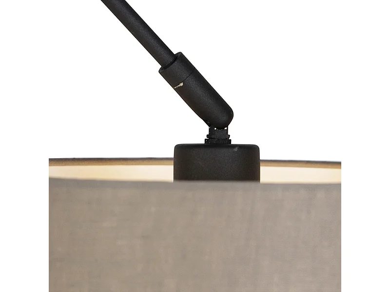 Suspension noire avec abat-jour en lin taupe 35 cm - Blitz