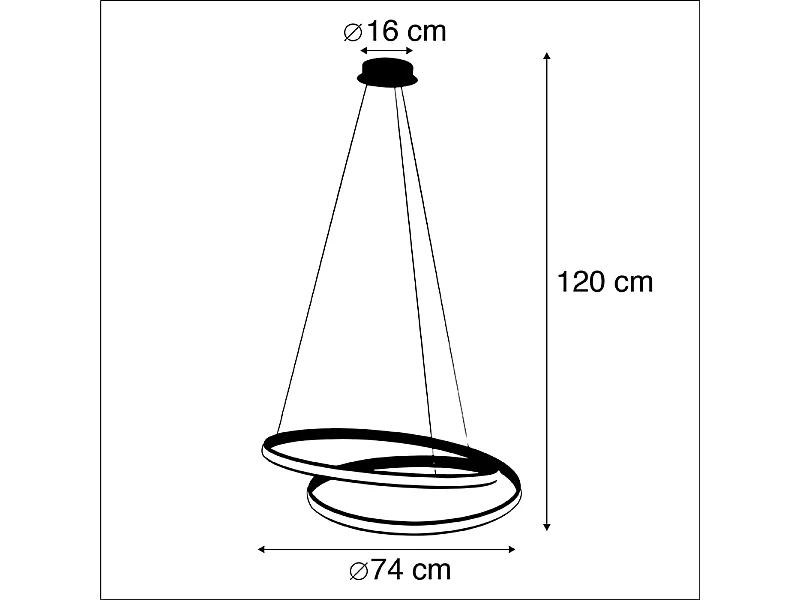 Suspension moderne blanche 74 cm avec LED dimmable - Rowan