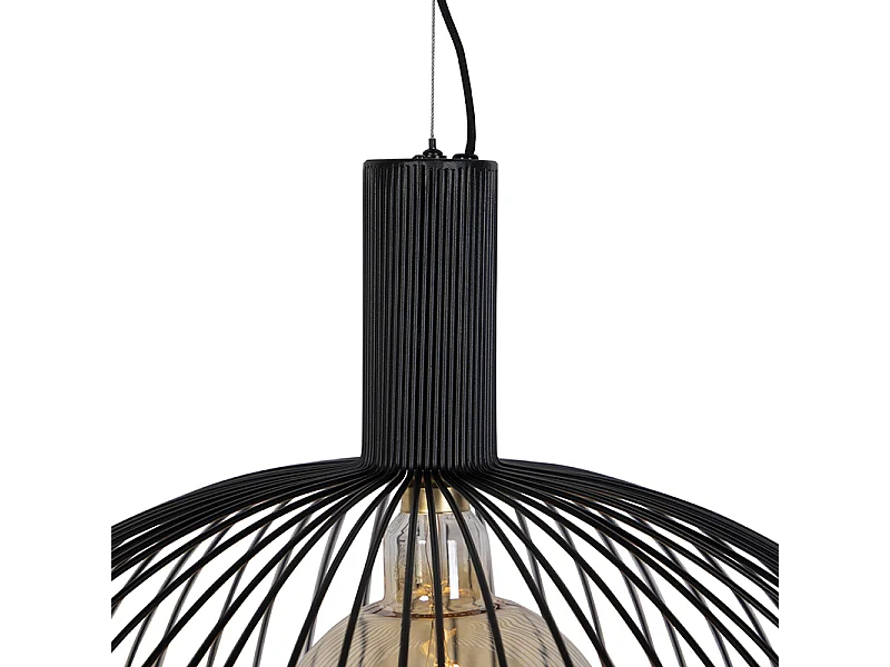 Lampe à suspension design ronde noire 70 cm - Wire Dos