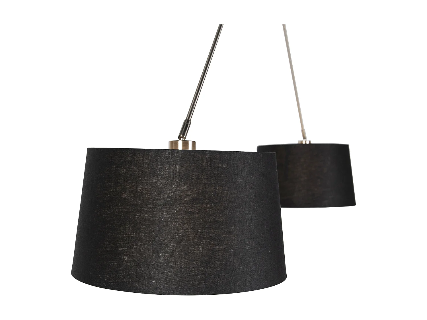 Suspension avec abat-jour en lin noir 35 cm - Acier Blitz II