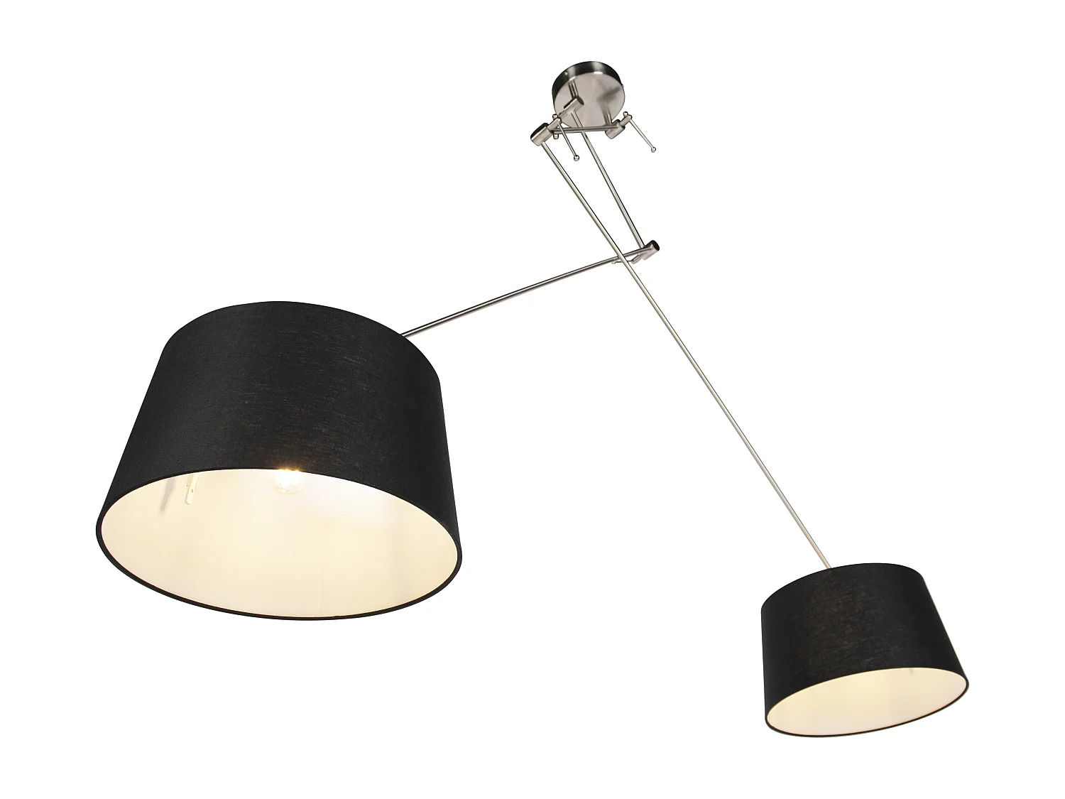 Suspension avec abat-jour en lin noir 35 cm - Acier Blitz II