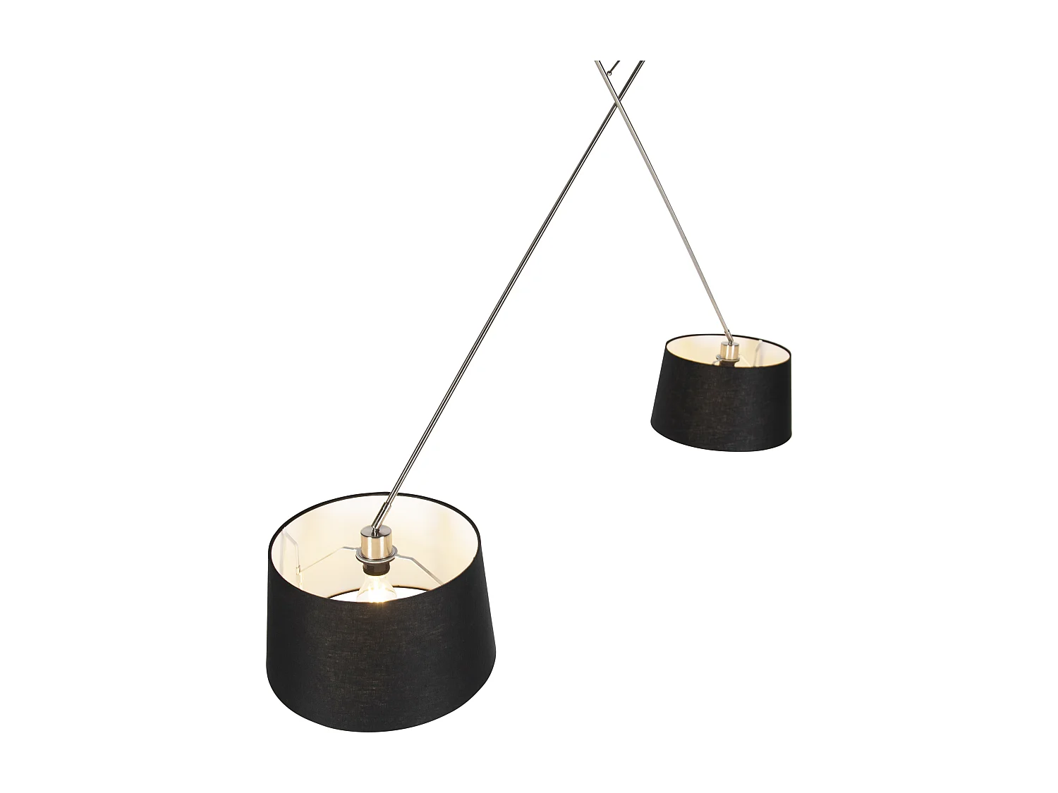 Suspension avec abat-jour en lin noir 35 cm - Acier Blitz II