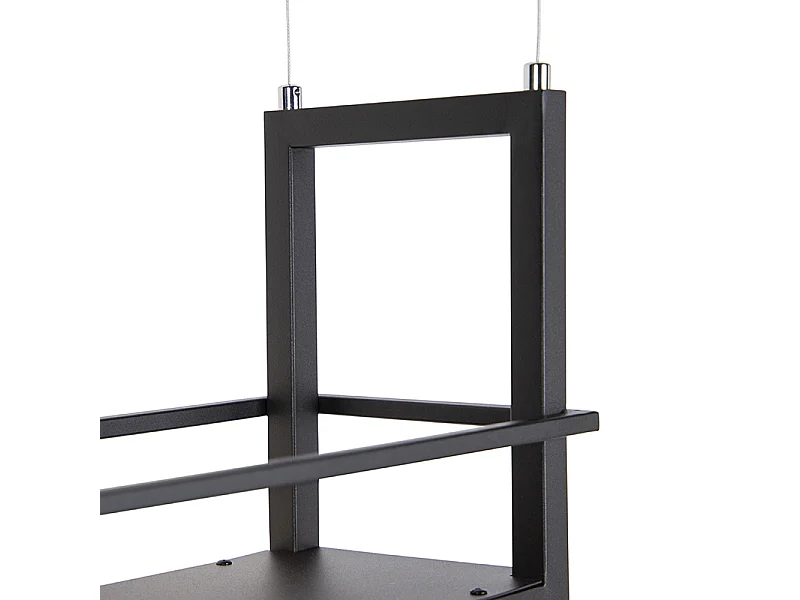 Suspension industrielle noire avec support 4 lumières - Cage Rack