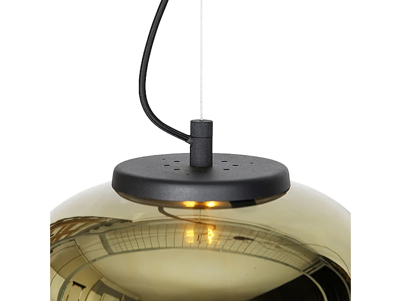 Suspension design noire avec verre doré 2 lumières - Bliss