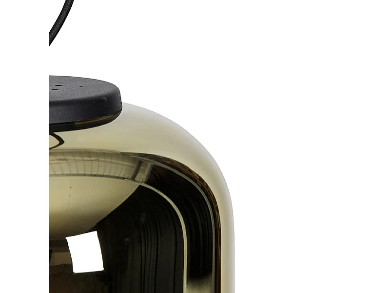 Suspension design noire avec verre doré 2 lumières - Bliss