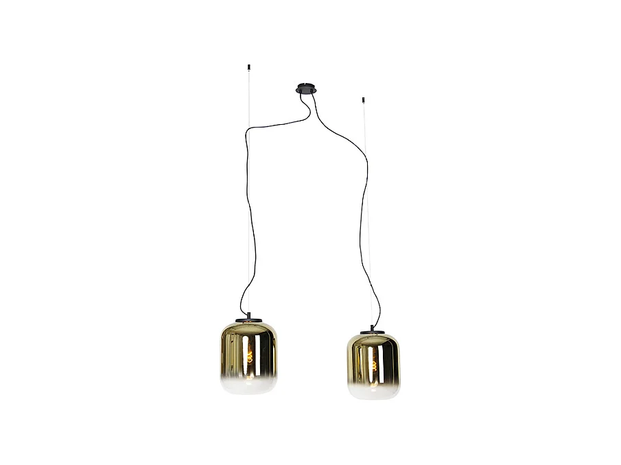 Suspension design noire avec verre doré 2 lumières - Bliss