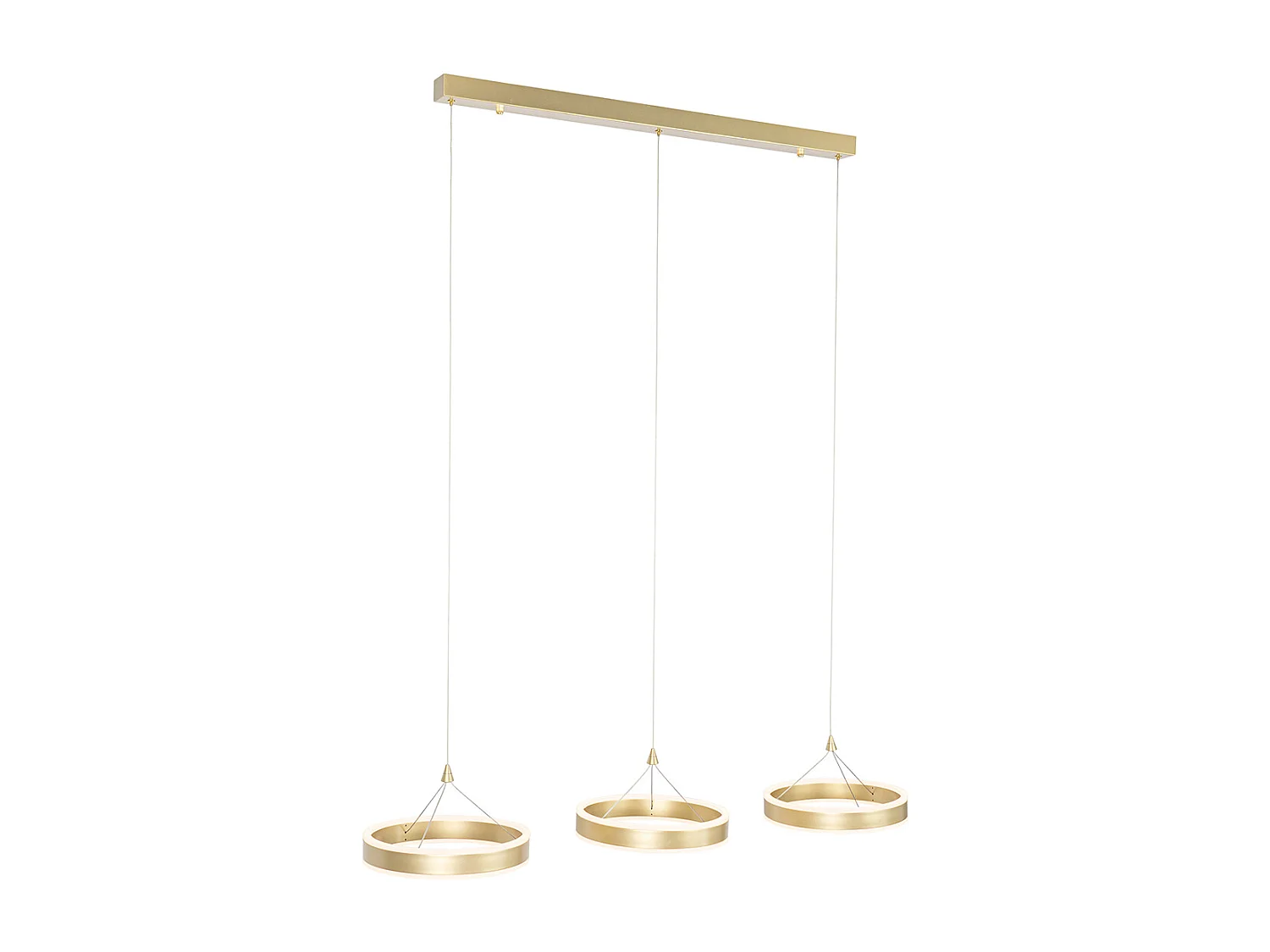 Suspension en laiton rectangulaire avec LED à intensité variable 3 niveaux 3 lumières - Lyani