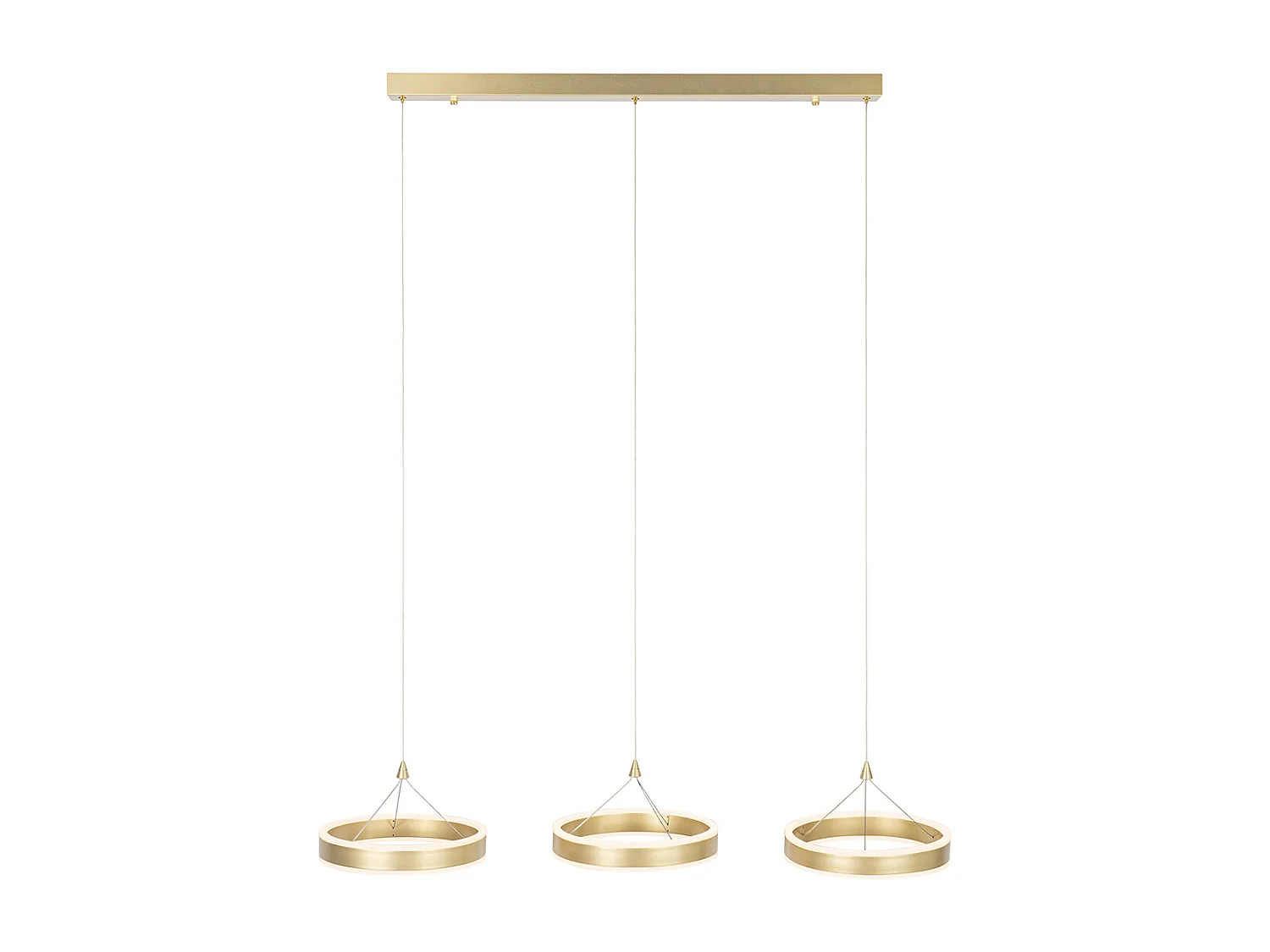 Suspension en laiton rectangulaire avec LED à intensité variable 3 niveaux 3 lumières - Lyani