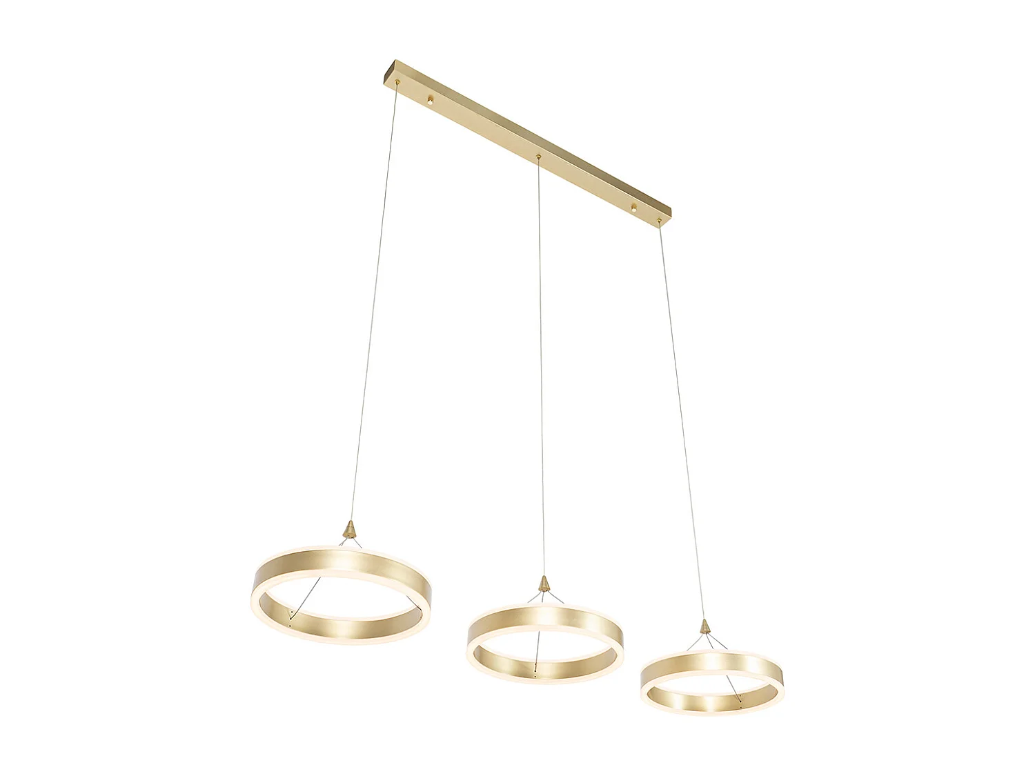 Suspension en laiton rectangulaire avec LED à intensité variable 3 niveaux 3 lumières - Lyani