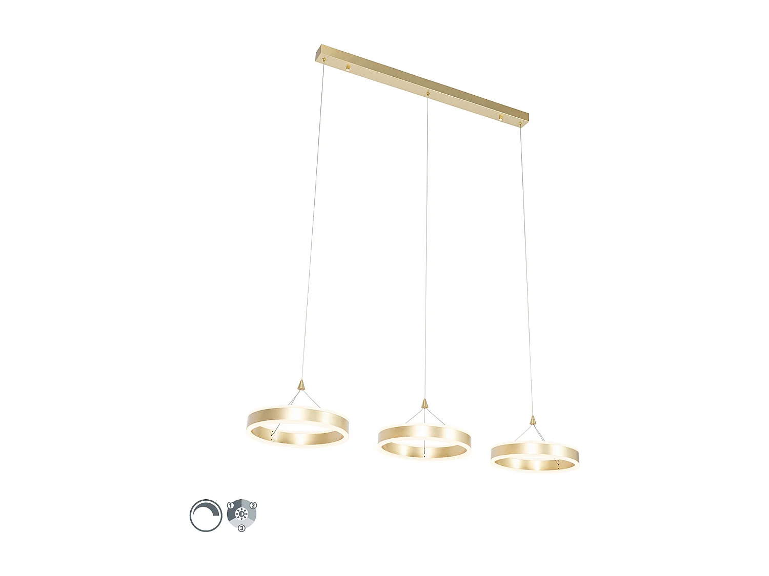 Suspension en laiton rectangulaire avec LED à intensité variable 3 niveaux 3 lumières - Lyani