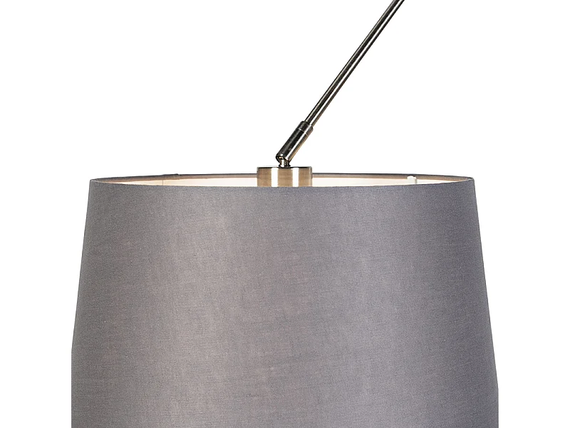 Suspension avec abat-jour en lin gris foncé 35 cm - Acier Blitz II