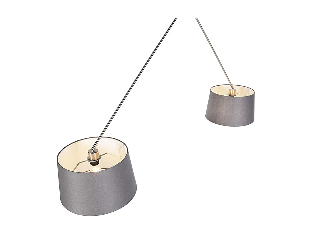 Suspension avec abat-jour en lin gris foncé 35 cm - Acier Blitz II