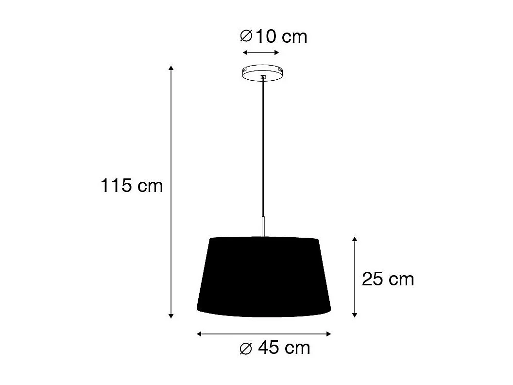 Lampe à suspension moderne en acier avec abat-jour 45 cm noir - Combi 1