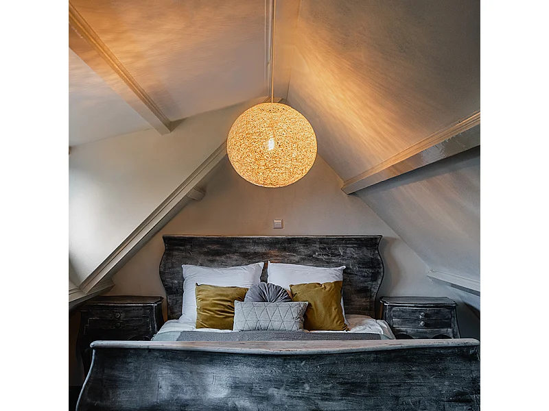 Suspension style campagnard sphère blanche 45cm - Corda