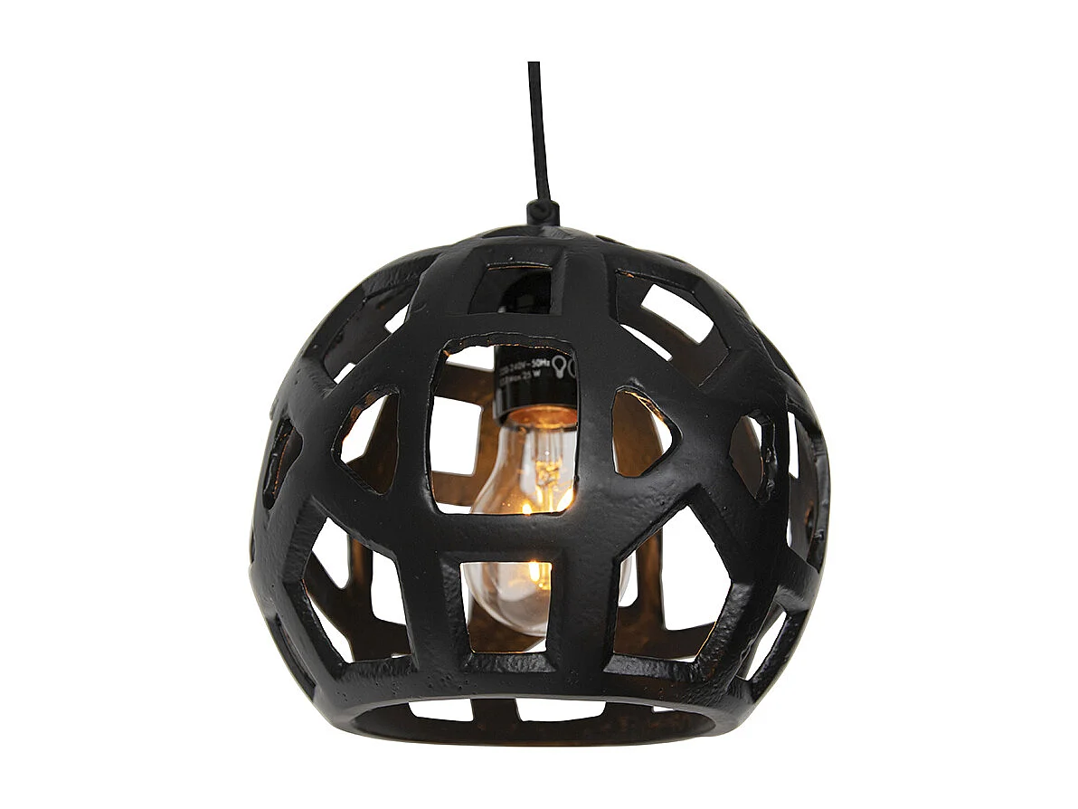 Suspension industrielle noire ronde 3 lumières - Bobby