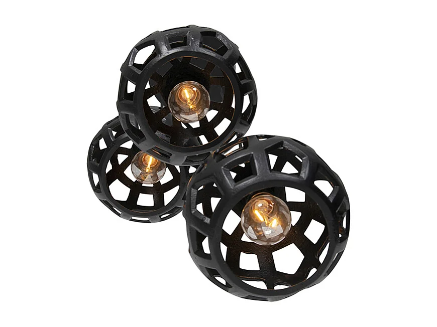 Suspension industrielle noire ronde 3 lumières - Bobby