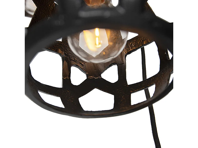 Suspension industrielle noire ronde 3 lumières - Bobby