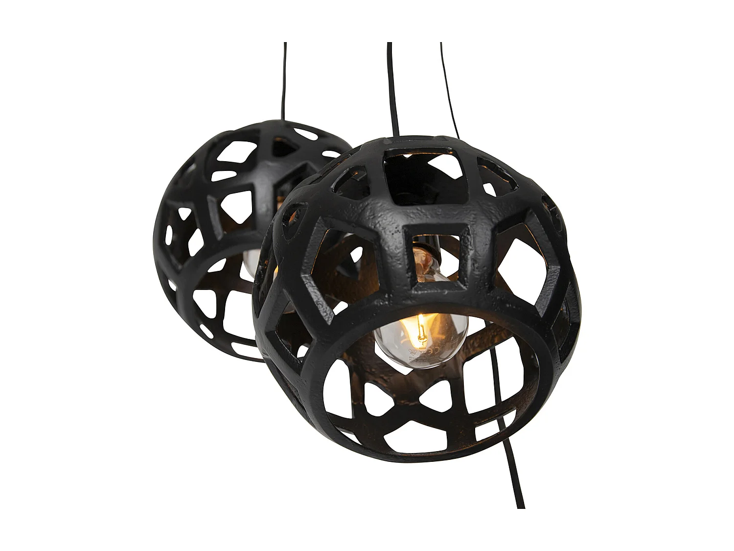 Suspension industrielle noire ronde 3 lumières - Bobby