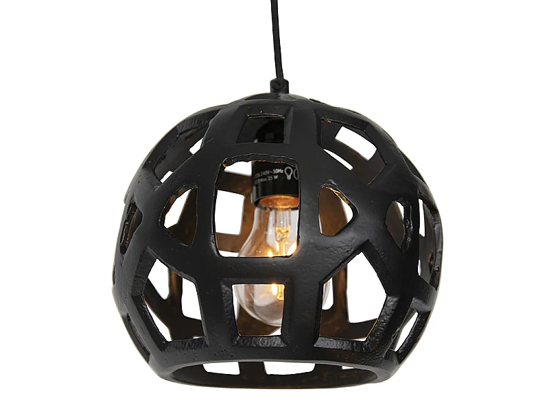 Suspension industrielle noire ronde 3 lumières - Bobby