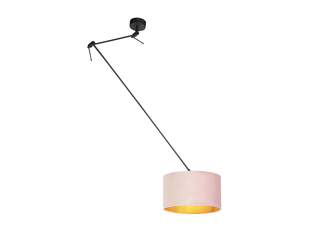 Suspension avec abat-jour en velours vieux rose avec or 35 cm - Blitz I noir
