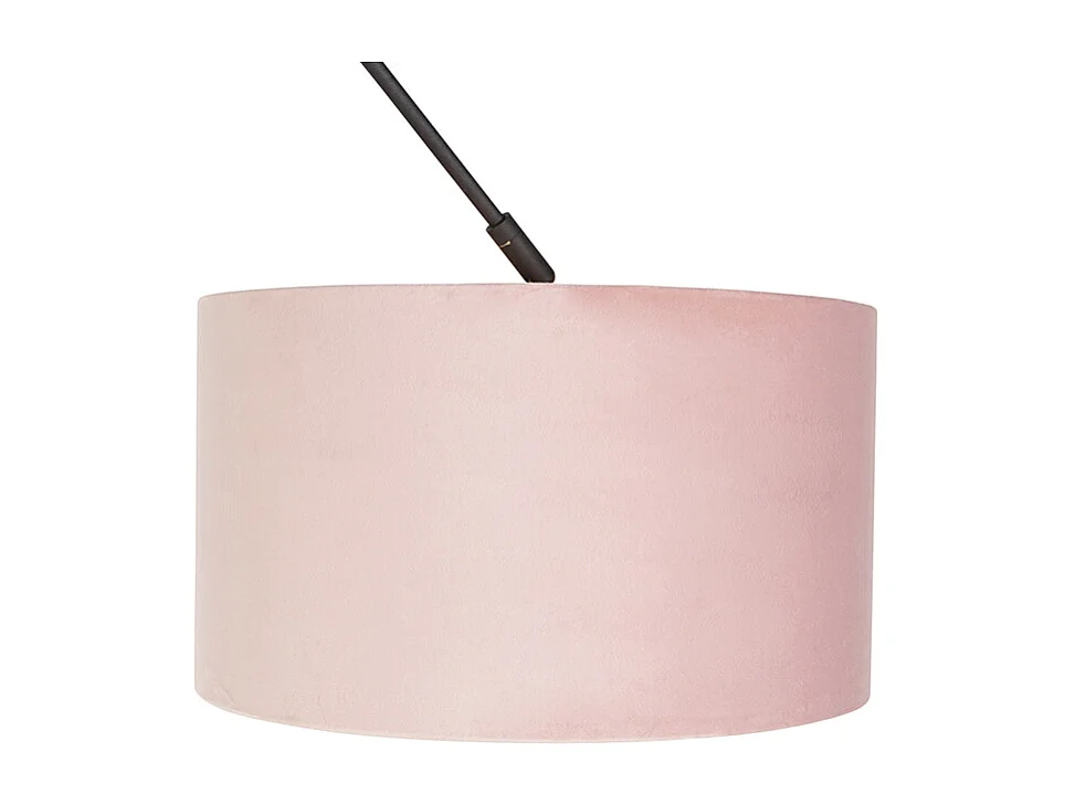 Suspension avec abat-jour en velours vieux rose avec or 35 cm - Blitz I noir