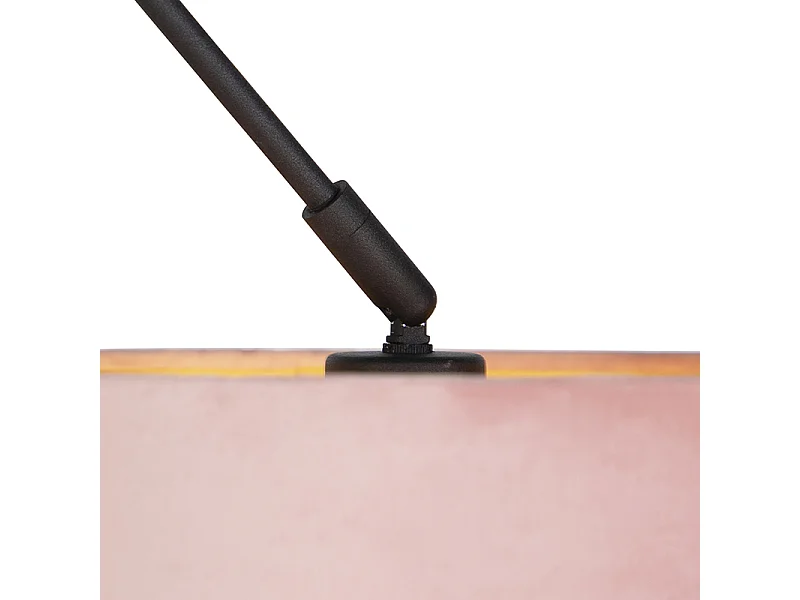 Suspension noire avec abat-jour en velours rose poudré et or 35 cm - Blitz