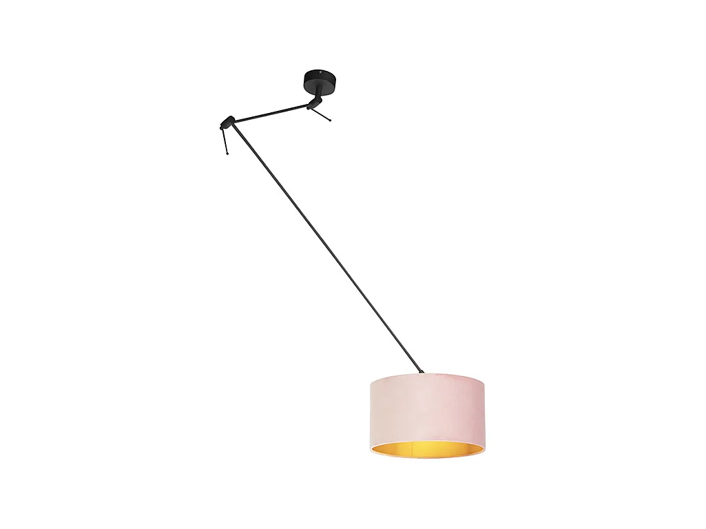 Suspension avec abat-jour en velours vieux rose avec or 35 cm - Blitz I noir