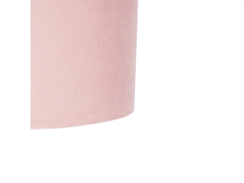 Suspension noire avec abat-jour en velours rose poudré et or 35 cm - Blitz