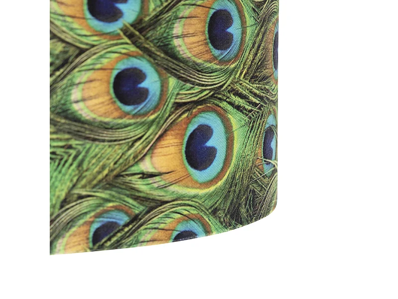 Suspension noire avec abat-jour en velours paon doré 35 cm - Blitz