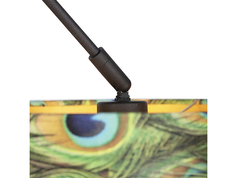 Suspension noire avec abat-jour en velours paon doré 35 cm - Blitz
