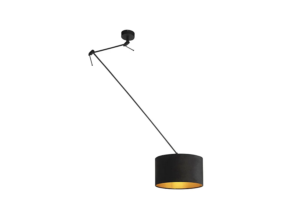 Suspension avec abat-jour en velours noir avec or 35 cm - Blitz I noir